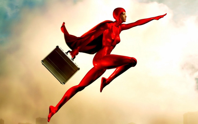 Flying man red suit briefcase free wallpaper - medium preview image