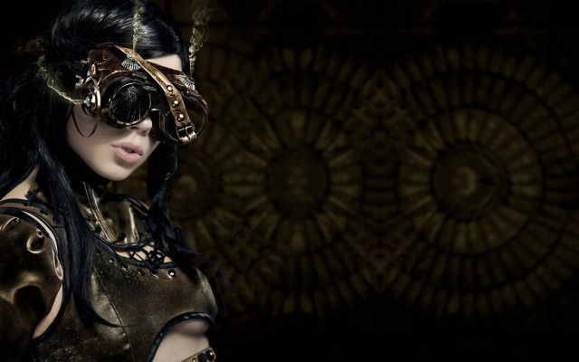 Gothic cyberpunk steampunk mask dress free wallpaper - medium preview image