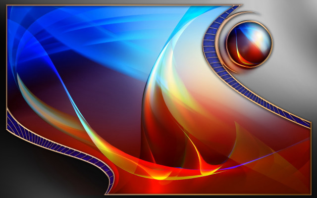 Blue red abstract gold border #2 free wallpaper - medium preview image