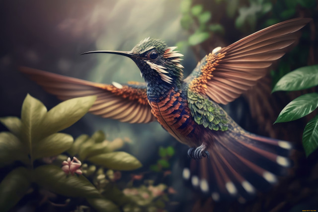 Bird long beak flying forest free wallpaper - medium preview image