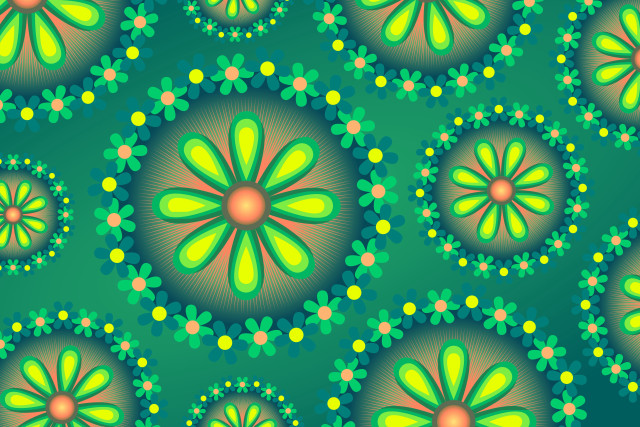 Green yellow flower pattern psychedelic free wallpaper - medium preview image