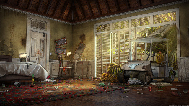 Room bed table trash window free wallpaper - medium preview image