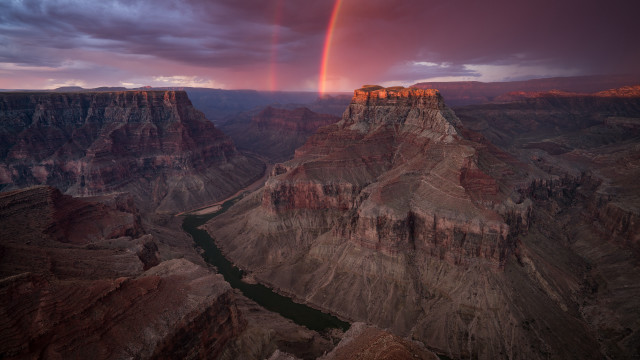 Rainbow over canyon river sunset free wallpaper - medium preview image