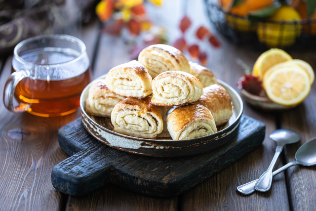 Pastries tea lemons strawberries food free wallpaper - medium preview image
