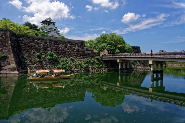 Boat water bridge pagoda magic free wallpaper - medium preview image