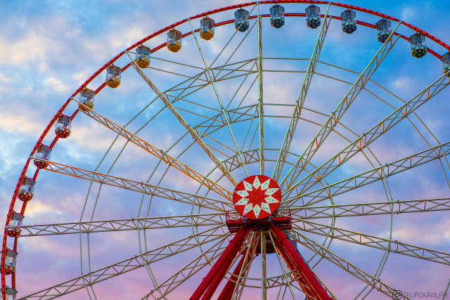 Ferris wheel clouds saturated constructivism free wallpaper - medium preview image
