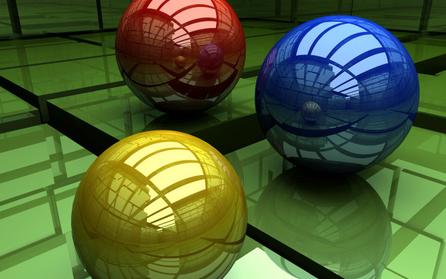 Three balls reflective surface green free wallpaper - medium preview image