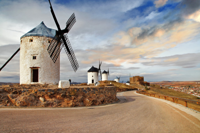Windmill hill town clouds beach free wallpaper - medium preview image