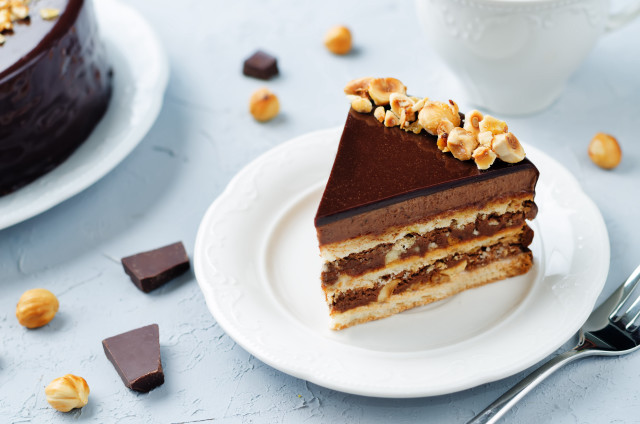 Cake plate fork coffee nuts free wallpaper - medium preview image