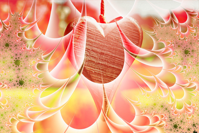 Heart flower abstract digital pink free wallpaper - medium preview image