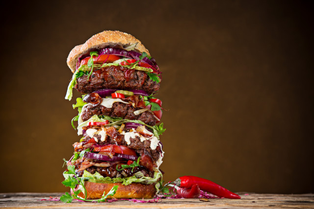 Large hamburger red pepper food free wallpaper - medium preview image