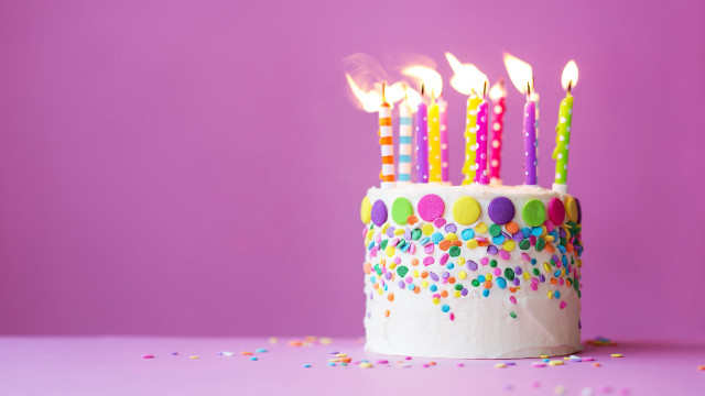 Birthday cake candles purple surface free wallpaper - medium preview image