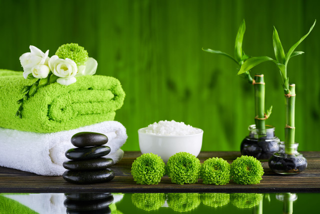 Bamboo towels spa accessories salt free wallpaper for desktop - medium preview image