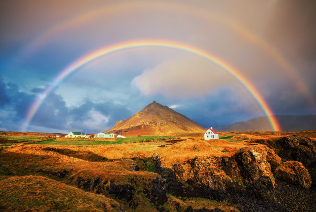 Rainbow mountain house cloudy sky #2 free wallpaper - medium preview image