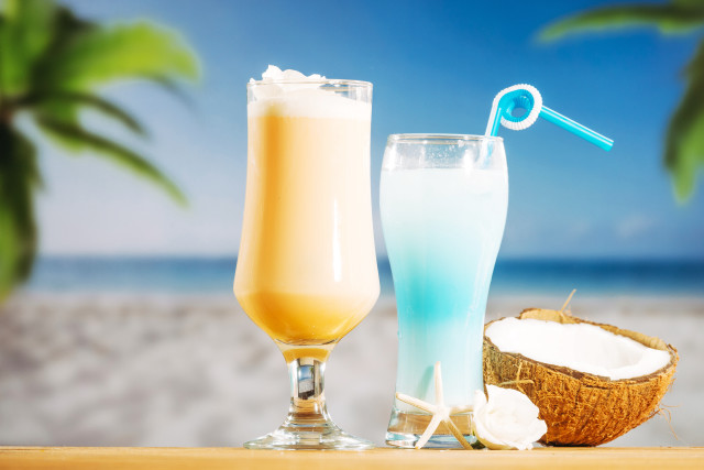 Tropical drinks coconut straw beach free wallpaper - medium preview image