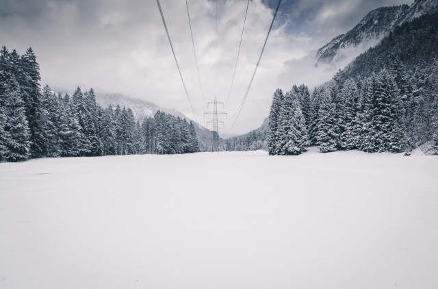 Ski lift snowy forest mountains free wallpaper - medium preview image