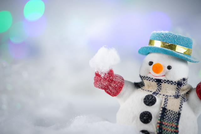 Snowman hat scarf snow flakes free wallpaper - medium preview image