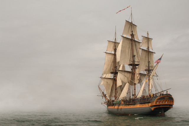 Sailboat water mast flag cinematic free wallpaper - medium preview image