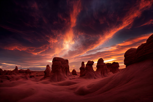 Sunset desert rocks clouds red free wallpaper - medium preview image
