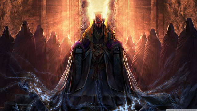 Man throne flames water painting free wallpaper - medium preview image