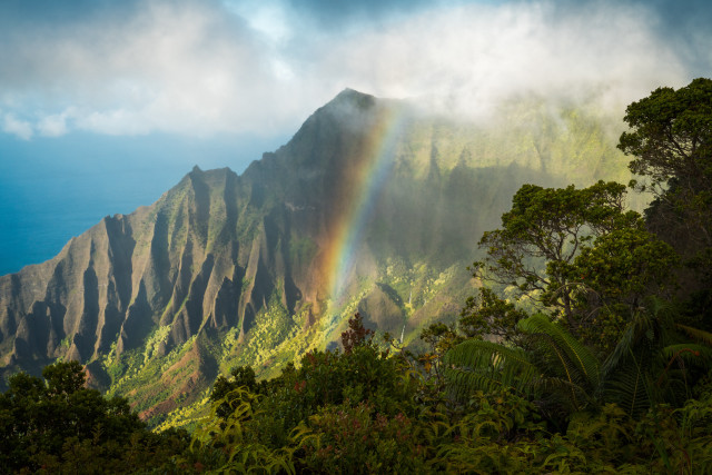 Rainbow mountain horizon nature sunset free wallpaper - medium preview image
