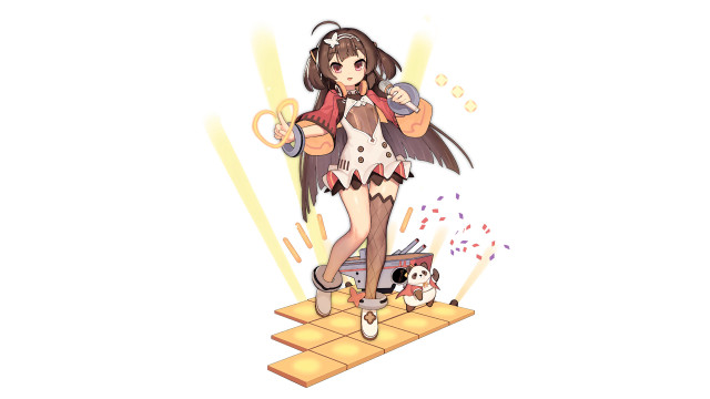 Cartoon girl dog kite platform free wallpaper - medium preview image