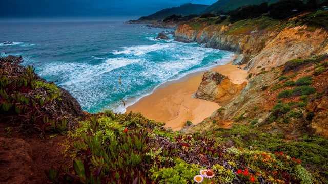 Beach cliff lake sky nature free wallpaper - medium preview image
