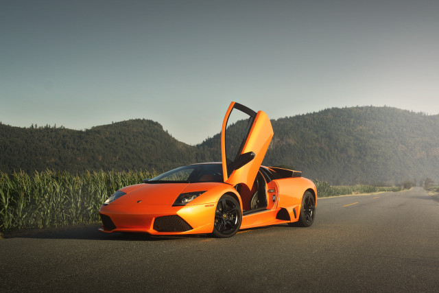 Car corn stalks mountains matte free wallpaper - medium preview image