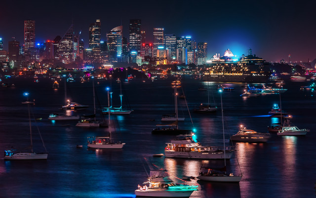 City skyline night neon lights #2 free wallpaper - medium preview image