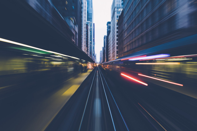 City street train night futurism free wallpaper - medium preview image