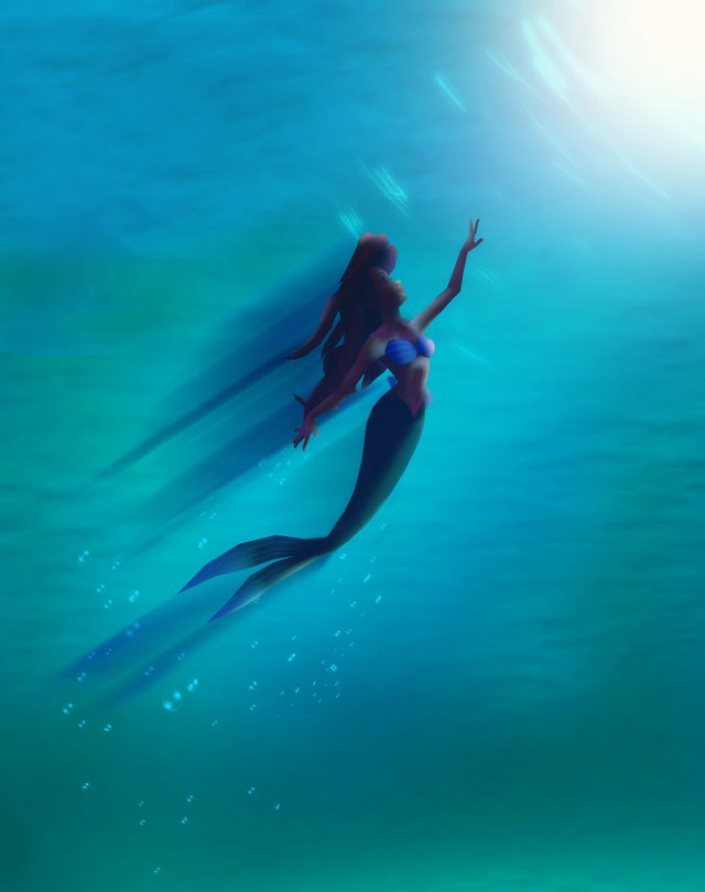 Mermaid swimming ocean arms outstretched free wallpaper - medium preview image