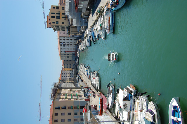River boats buildings crane cityscape free wallpaper - medium preview image