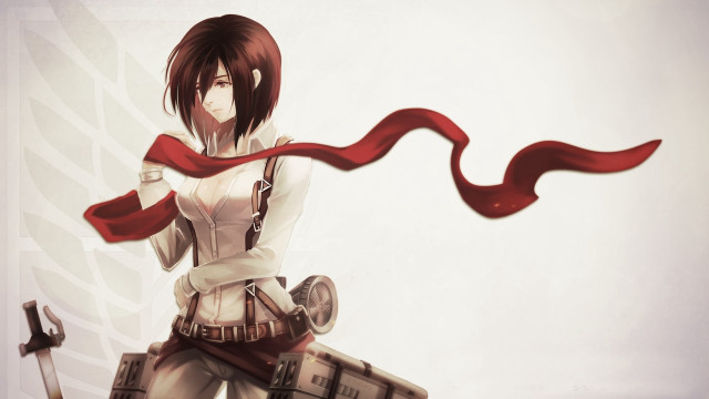 Woman sword scarf building anime free wallpaper - medium preview image