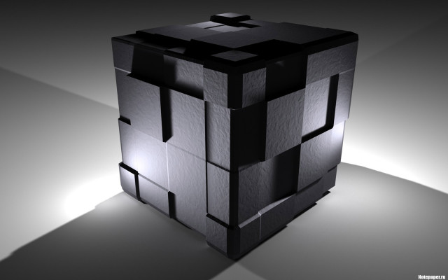 Black cube raytraced abstract ambient free wallpaper - medium preview image