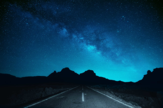 Sky stars mountains night space free wallpaper - medium preview image