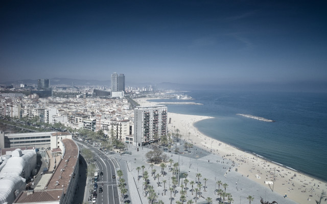 Beach cityscape bridge sky water free wallpaper - medium preview image