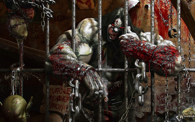 Man cage blood face hands free wallpaper - medium preview image