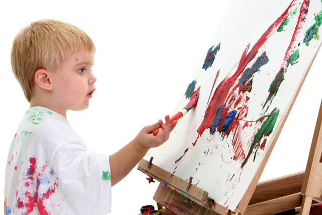 Young boy painting blood splatter free wallpaper - medium preview image