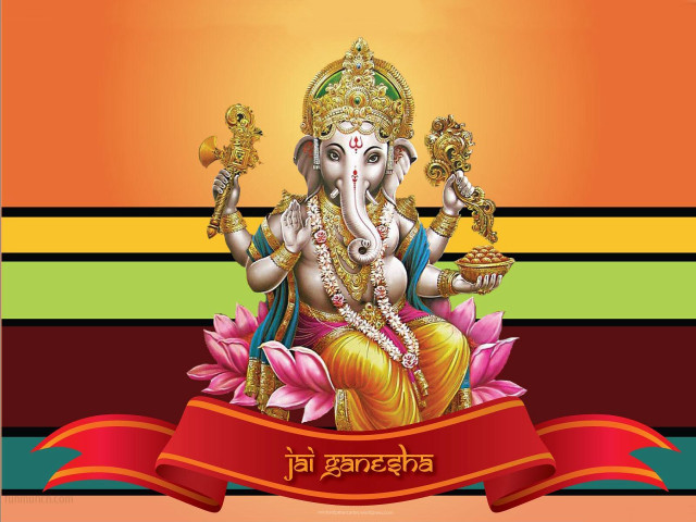 Ganesha colorful banner jaja samikshavad free wallpaper - medium preview image
