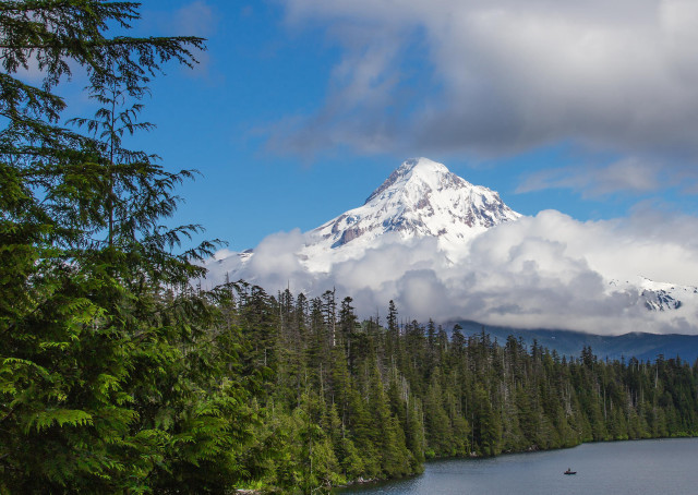 Mountain lake forest sky cloudy free wallpaper - medium preview image