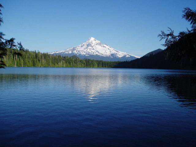 Mountain lake trees clear blue free wallpaper - medium preview image
