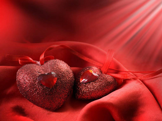Two hearts couple red ribbon free wallpaper - medium preview image