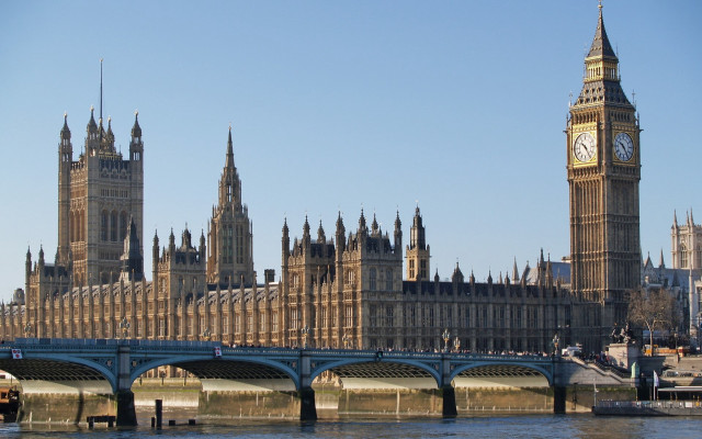 Large building clock tower bridge #3 free wallpaper - medium preview image