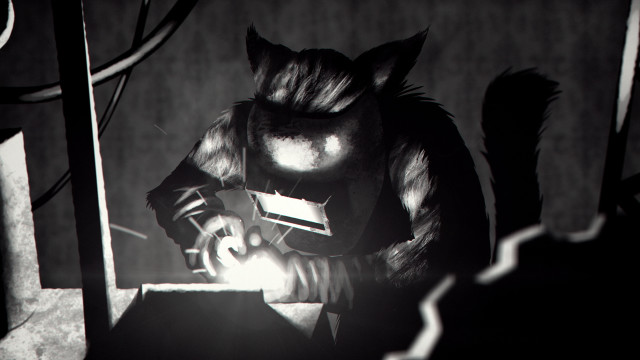 Cat working metal grinder light free wallpaper - medium preview image