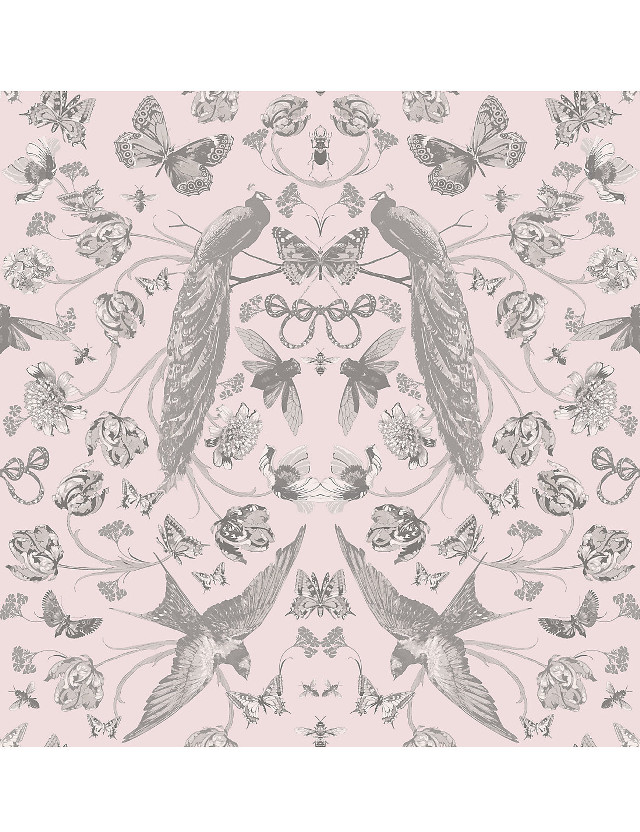 Pink grey wallpaper birds flowers free wallpaper - medium preview image