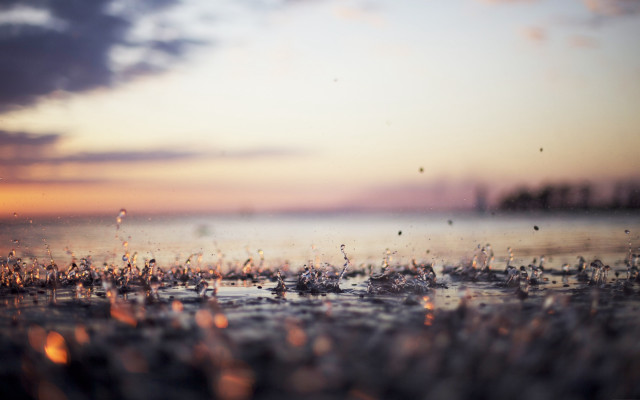 Sunset water droplets sky clouds free wallpaper - medium preview image