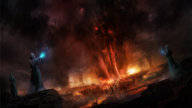 Man fire sky painting giant free wallpaper - medium preview image