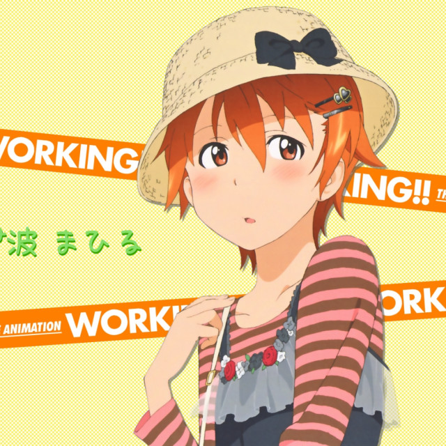 Woman hat striped shirt yellow free wallpaper - medium preview image