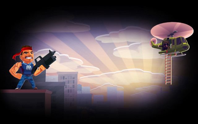Man gun helicopter city night free wallpaper - medium preview image
