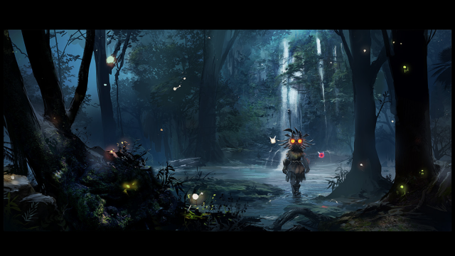 Forest masked man fireflies night free wallpaper - medium preview image